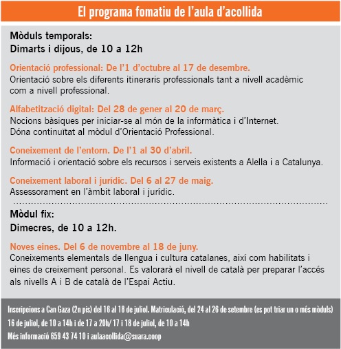 Programa formatiu de l'aula d'acollida